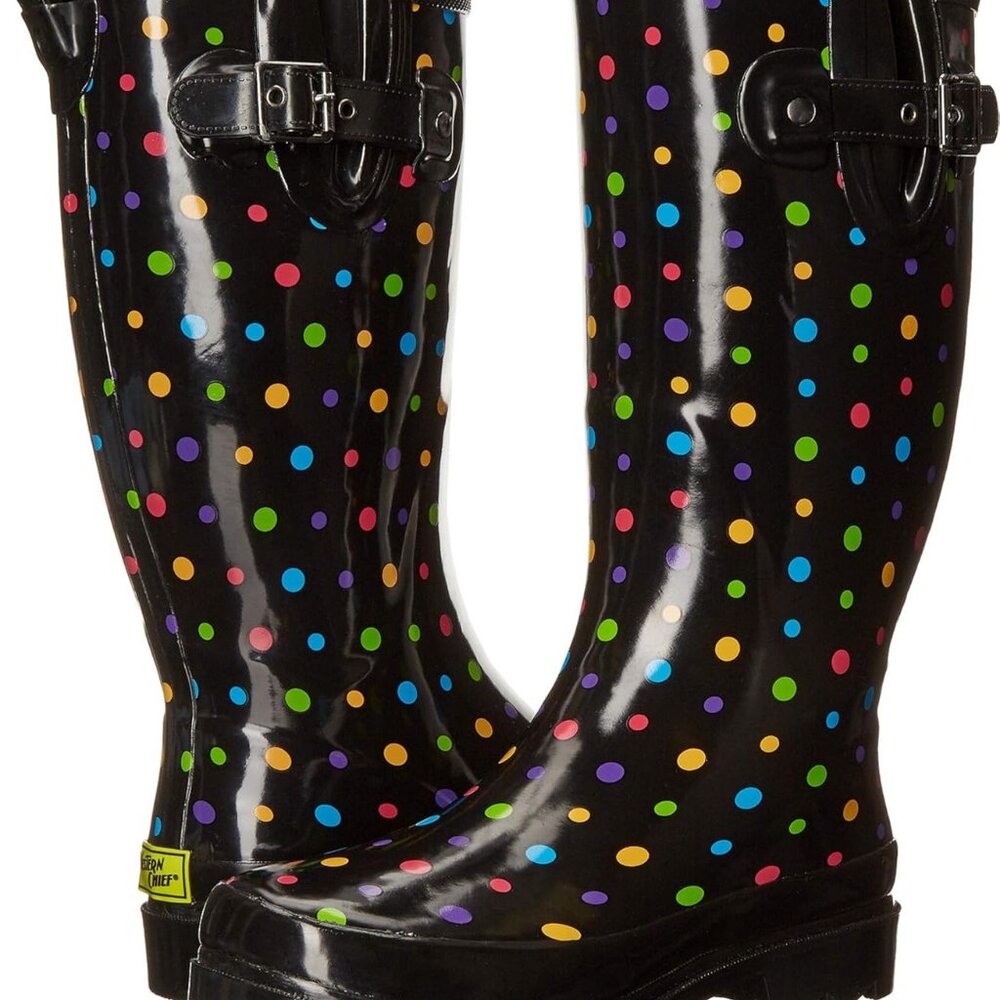 Women's Tall Waterproof Rain Boots Ditsy Dots